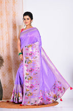 Morchari Pure Russian Silk Saree - Purple | Grocsy