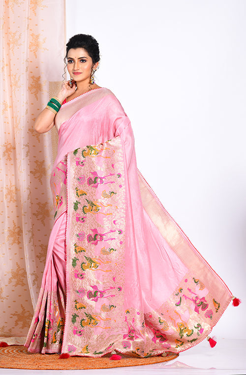 Morchari Pure Russian Silk Saree - Rust | Grocsy