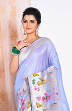 Morchari Pure Russian Silk Saree - Light Blue | Grocsy