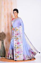 Morchari Pure Russian Silk Saree - Light Blue | Grocsy
