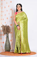 Morchari Pure Russian Silk Saree - Green | Grocsy