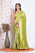 Morchari Pure Russian Silk Saree - Green | Grocsy