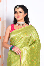 Morchari Pure Russian Silk Saree - Green | Grocsy
