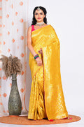 Morchari Pure Russian Silk Saree - Yellow | Grocsy