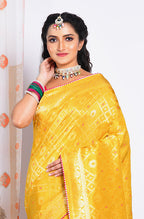 Morchari Pure Russian Silk Saree - Yellow | Grocsy