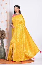 Morchari Pure Russian Silk Saree - Yellow | Grocsy
