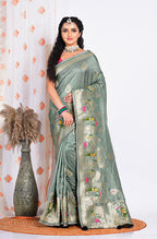 Morchari Pure Russian Silk Saree - Green | Grocsy