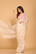 Morchari Kota Embroidery Saree - Beige | Grocsy