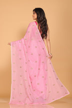 Morchari Kota Embroidery Saree - Pink | Grocsy