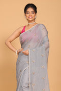 Morchari Kota Embroidery Saree - Grey | Grocsy