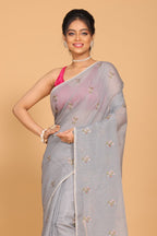 Morchari Kota Embroidery Saree - Grey | Grocsy