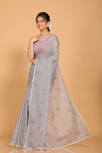 Morchari Kota Embroidery Saree - Grey | Grocsy