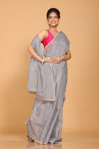Morchari Kota Embroidery Saree - Grey | Grocsy