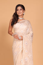 Morchari Kota Embroidery Saree - Beige | Grocsy