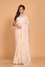 Morchari Kota Embroidery Saree - Beige | Grocsy