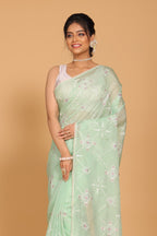 Morchari Kota Embroidery Saree - Green | Grocsy