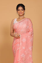 Morchari Kota Embroidery Saree - Peach | Grocsy