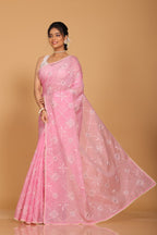 Morchari Kota Embroidery Saree - Pink | Grocsy