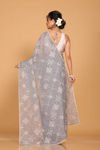 Morchari Kota Embroidery Saree - Grey | Grocsy