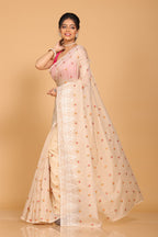 Morchari Kota Embroidery Saree - Beige | Grocsy