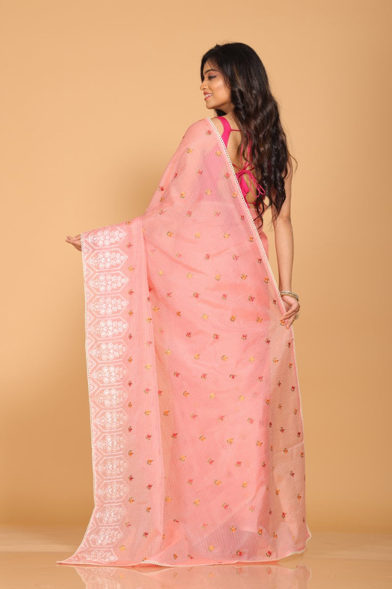 Morchari Kota Embroidery Saree - Peach | Grocsy
