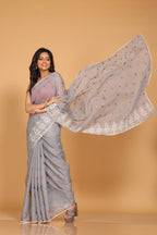 Morchari Kota Embroidery Saree - Grey | Grocsy