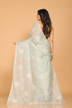Morchari Kota Embroidery Saree - Green | Grocsy