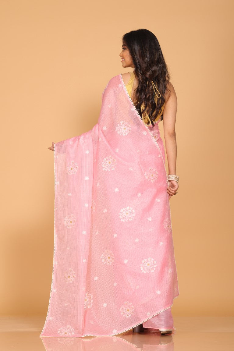 Morchari Kota Embroidery Saree - Pink | Grocsy