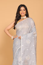 Morchari Kota Embroidery Saree - Grey | Grocsy