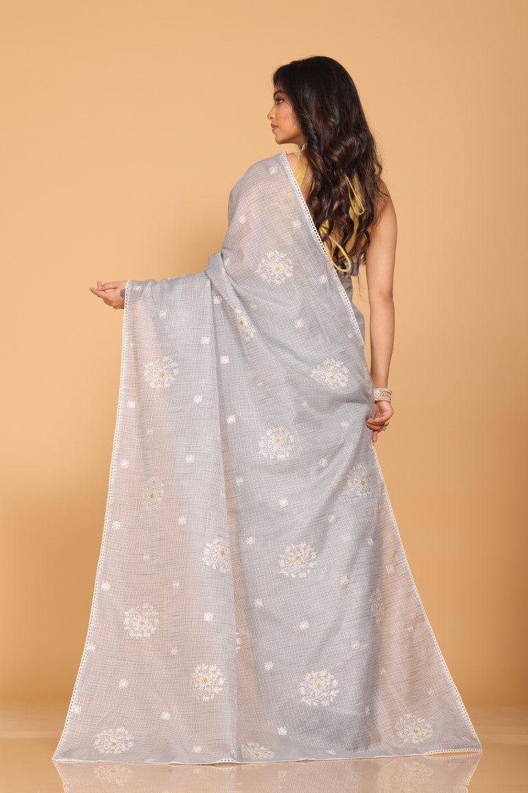 Morchari Kota Embroidery Saree - Grey | Grocsy