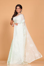 Morchari Kota Embroidery Saree - Sea Green | Grocsy
