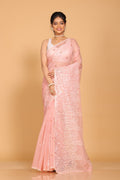 Morchari Cotton Supernet Embroiedery Saree - Onion Shade | Grocsy