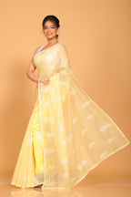 Morchari Cotton Supernet Embroiedery Saree - Yellow | Grocsy