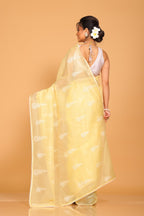 Morchari Cotton Supernet Embroiedery Saree - Yellow | Grocsy
