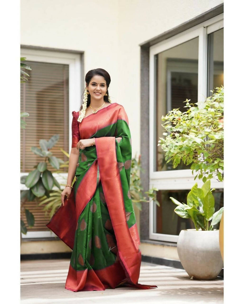 DEIANA'S Beautiful Designer Golden zari Soft Lichi Silk Saree - Light Green | Grocsy
