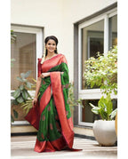 DEIANA'S Beautiful Designer Golden zari Soft Lichi Silk Saree - Light Green | Grocsy