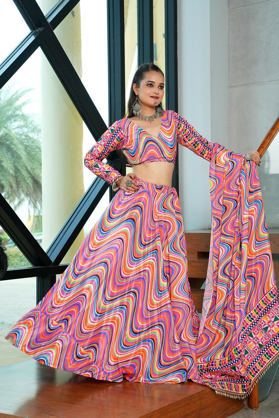 AI Fashion Multi Chinnon Designer Navratri Wear Lehenga Choli Collection | Grocsy
