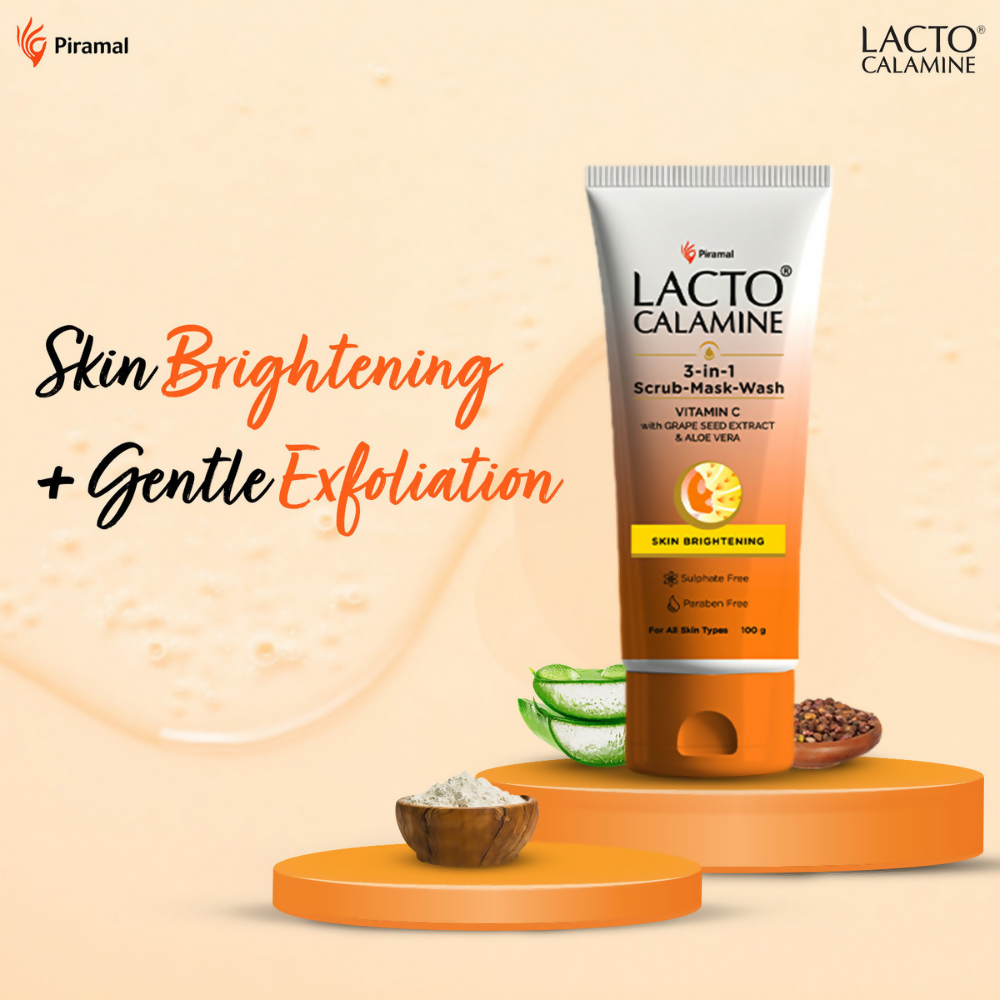 Lacto Calamine 3 - In - 1 Vitamin C Face Scrub - Mask - Wash | Grocsy
