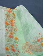 Shades Of Mint Green Floral Design Semi Chanderi Saree By Gayathri Reddy Designer Studio | Grocsy