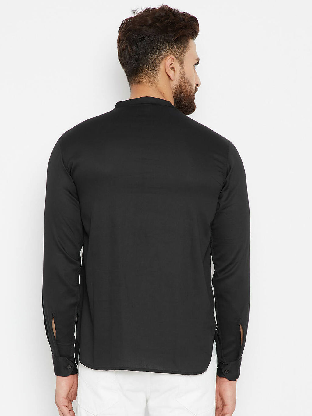 Even Apparels Black Pure Cotton Men's Kurta With Band Collar | Grocsy