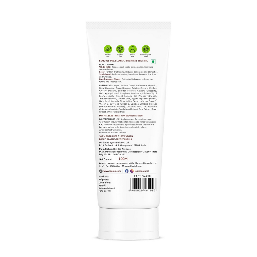 La Pink Ubtan White Haldi Face Wash | Grocsy