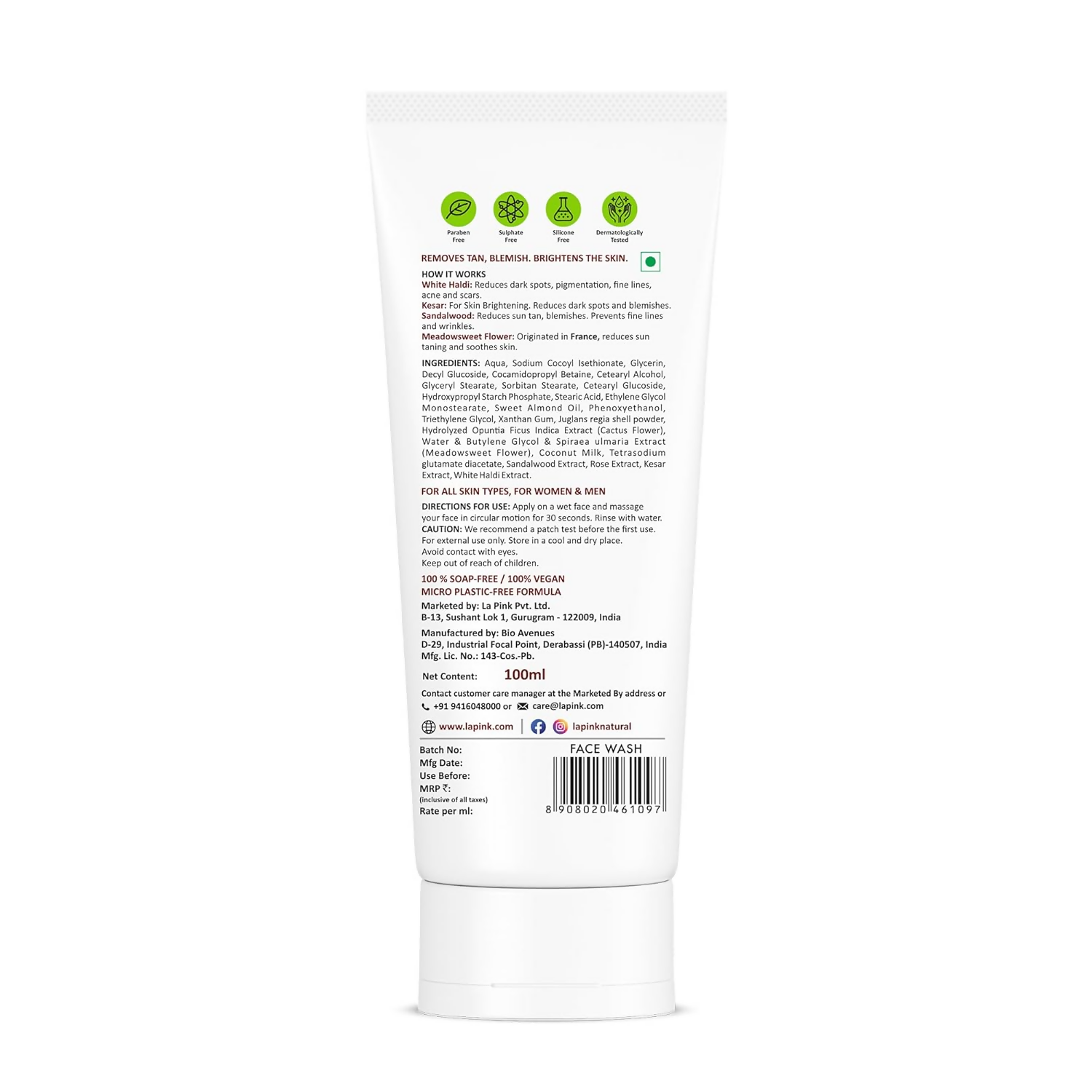 La Pink Ubtan White Haldi Face Wash | Grocsy