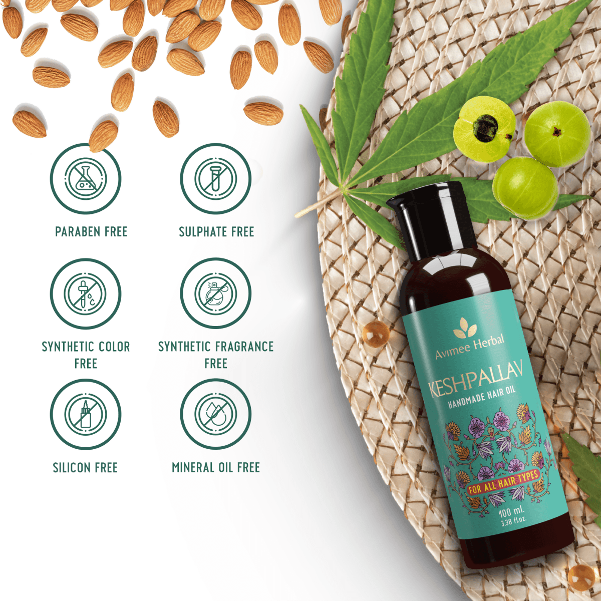 Avimee Herbal Keshpallav Hair Oil And Scalptone Hair Growth Serum Combo | Grocsy