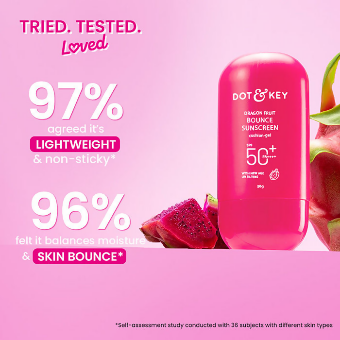 Dot & Key Dragon Fruit Bounce Sunscreen In-Vivo Tested SPF 50+ PA++++, With New-Age UV Filters | Grocsy