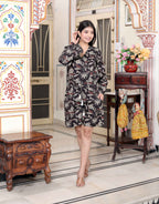 Miravan Women's Multi Pure Cotton Floral Printed V Neck Long Sleeves Jumpsuit | Grocsy