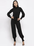 Jompers Women Black Solid Basic Jumpsuit | Grocsy