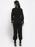 Jompers Women Black Solid Basic Jumpsuit | Grocsy