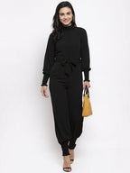 Jompers Women Black Solid Basic Jumpsuit | Grocsy
