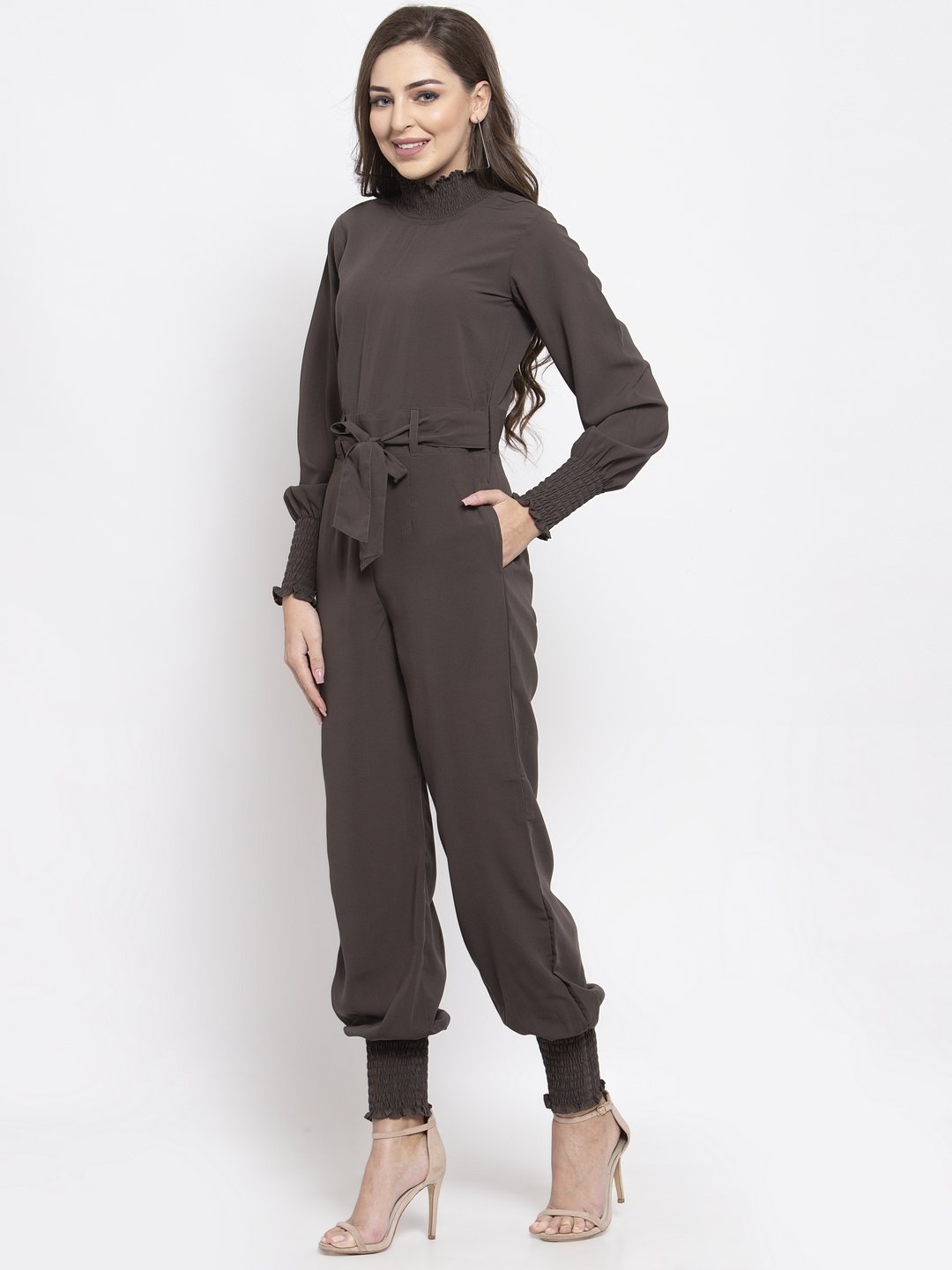 Jompers Women Grey Solid Basic Jumpsuit | Grocsy