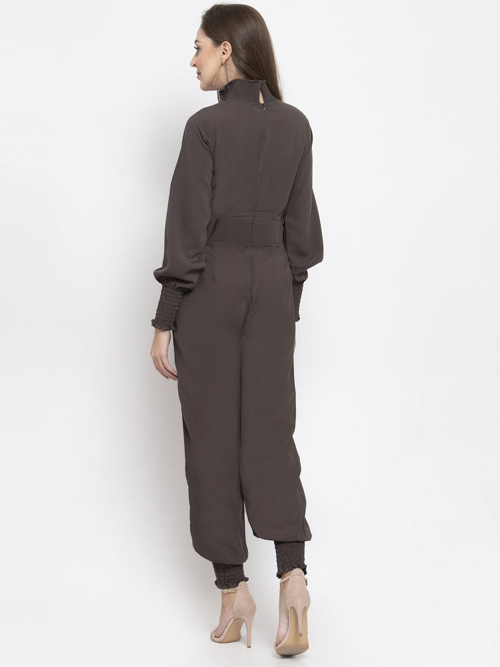 Jompers Women Grey Solid Basic Jumpsuit | Grocsy